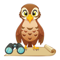 Adorable Owl Reading Ancient Scroll Diligently