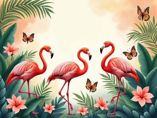 Fototapeta premium flamingo in the grass