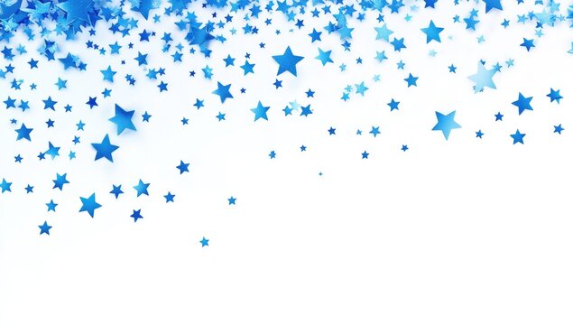 A horizontal banner of many small, vibrant, blue stars on a white background.   - Powered by Adobe