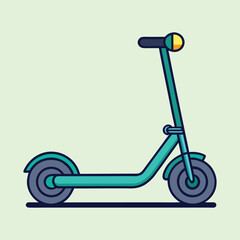 Illustration of a teal kick scooter with a yellow light for recreation