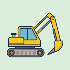 Cartoon Yellow Excavator with Blue Accents Ready for a Construction Project