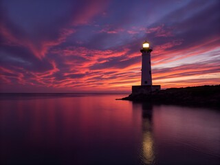 Fototapeta premium Lighthouse with Sky Reflection on Water