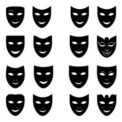 Black and white theatrical masks