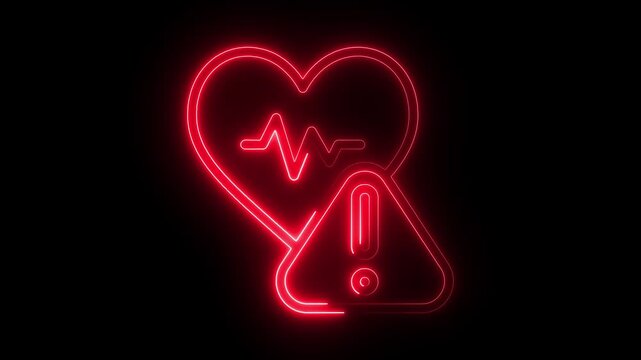 Electrical heart beating with electric spark motion graphic animation video. Alert warning sign Exclamation symbol, danger signal icon