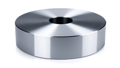 Circular metal coil on white background