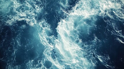 Fototapeta premium Abstract aerial-style swirls in blue and white, representing dynamic seawater movements with a natural touch 