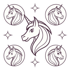 Obraz premium Unicorn heads and stars horse mythical