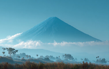 Serene Blue Mountain Landscape at Dawn
