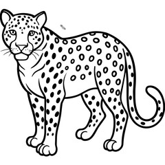 Amur Leopard line art vector