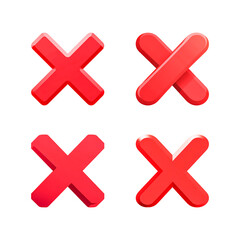 Obraz premium Four red cross icons are isolated on transparent background, representing cancellation, removal, and error symbols