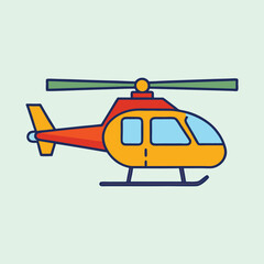 Colorful Cartoon Helicopter Illustration on a Light Green Background in Flat Style