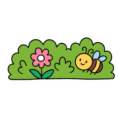 Cute nature bush cartoon element