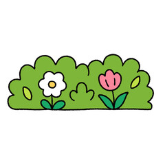 Cute nature bush cartoon element