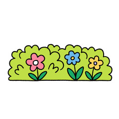 Cute nature bush cartoon element