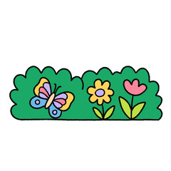 Cute nature bush cartoon element