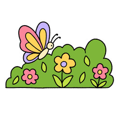 Cute nature bush cartoon element