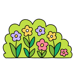 Cute nature bush cartoon element