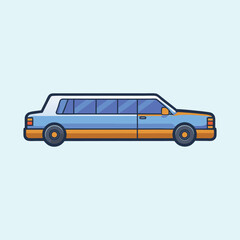 Stylized illustration of a classic limousine with extended body and sleek design