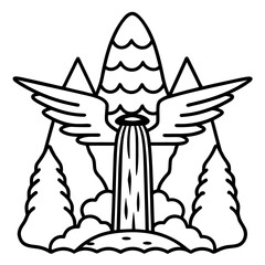Angel Falls line art vector