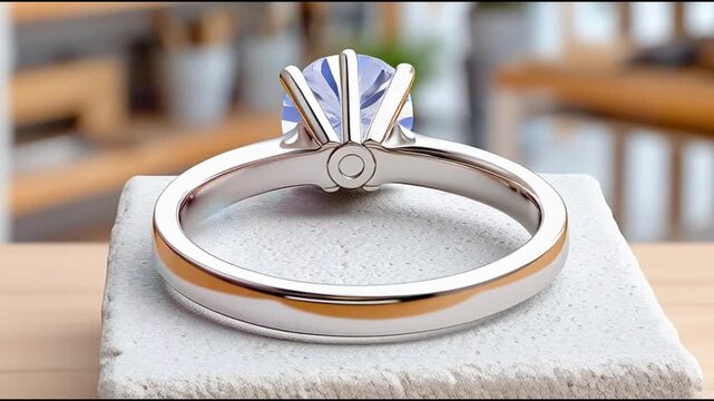 Sparkling Solitaire: A close-up shot captures the radiant beauty of a solitaire ring with a dazzling gemstone, set in an elegant band, symbolizing timeless love.