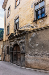 The medieval streets in the center of Thusis in Switzerland