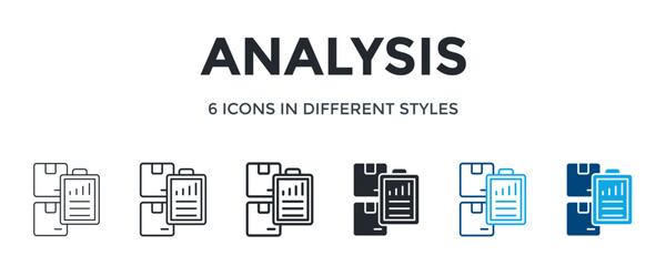 Analysis Icon In Different Style Vector Illustration. Designed In Thin Line, Regular Line, Bold Line, Glyph, Color Line, And Color Glyph Style Can Be Used For Web