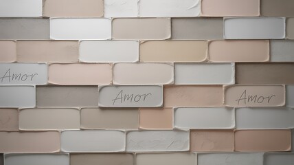 Textured wall art with handwritten Amor text abstract