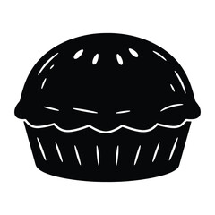 Fototapeta premium Simple black and white illustration of a delicious freshly baked fruit pie dessert