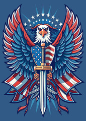 coat of arms american eagle with american flag