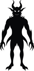 Minimal demon silhouette isolated on transparent background