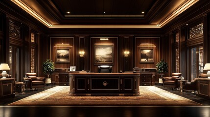 Luxurious dark wood office