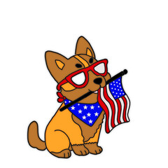 Dog  and national flag