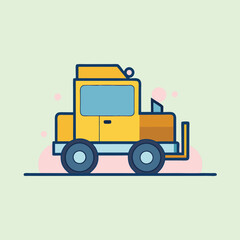 Stylized cartoon image of a small yellow work truck or tractor