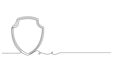 Shield with Checkmark Security and Verification Icon, Security shield drawn single line art style
