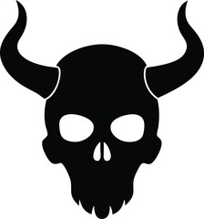Clean and minimal silhouette of a floating skull isolated on transparent background