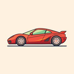 Fototapeta premium Stylized Red Sports Car Isolated on a Light Peach Background Illustration