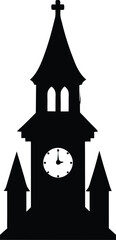 Minimal haunted clock silhouette isolated on transparent background