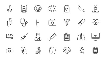 Medical icon vector set for web, health, and business illustration