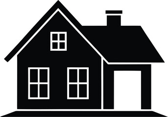 Minimal clean house silhouette isolated on transparent background