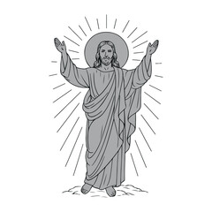 Jesus Christ in a Grayscale Religious Illustration