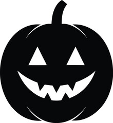 Clean and minimal silhouette of a jack o lantern isolated on transparent background