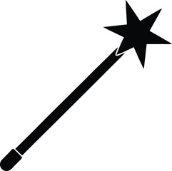 Clean and minimal silhouette of a magic wand isolated on transparent background