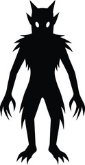 Clean minimal silhouette of a shadow creature isolated on transparent background