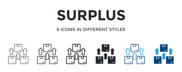 Surplus Icon In Different Style Vector Illustration. Designed In Thin Line, Regular Line, Bold Line, Glyph, Color Line, And Color Glyph Style Can Be Used For Web