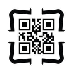 Scan QR code icon. Digital scanning qr code. QR code scan for smartphone. Scan Here text on top of the qr code