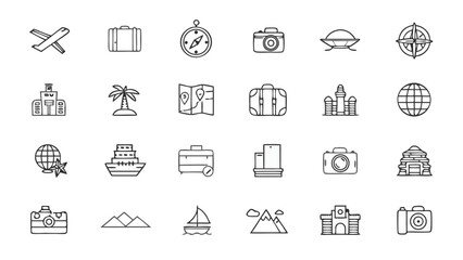 Travel and tourism icon set: vector symbols for web, business, and finance design