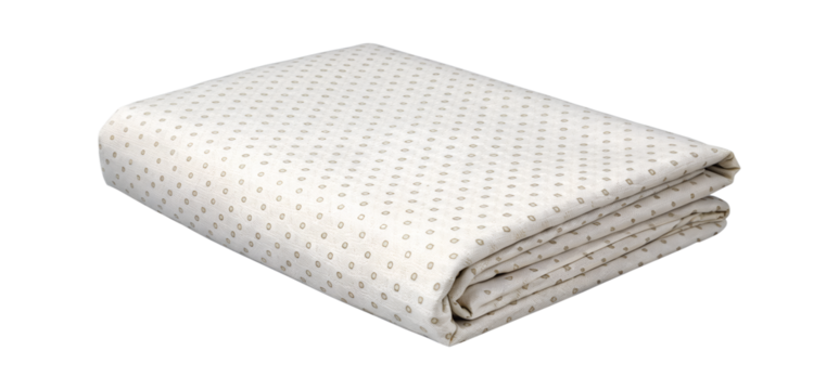 A neatly folded white blanket with a subtle patterned texture isolated on transparent background