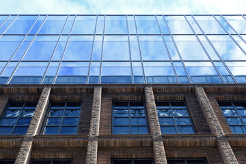 Facade Modern Office Buildings seen from below  