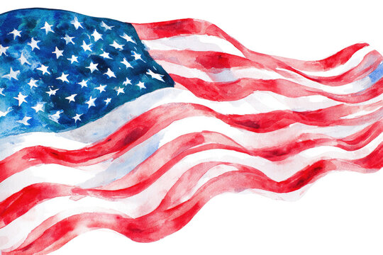 Watercolor American Flag - Powered by Adobe