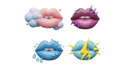 Colorful lips graphic design elements